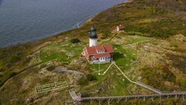 A view of the Seguin Light in autumn, Phippsburg, Maine Aerial Stock Photos | AX147_389.0000412
