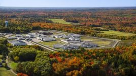 Maine State Prison by colorful forest, autumn, Warren, Maine Aerial Stock Photos | AX148_064.0000000