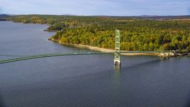 The Deer Isle Bridge in autumn, Little Deer Isle, Maine Aerial Stock Photos | AX148_140.0000173