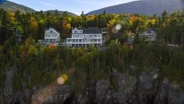 Clifftop homes overlooking the water in autumn, Bar Harbor, Maine Aerial Stock Photos | AX148_191.0000264