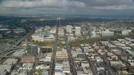 The Oregon Convention Center and a group of office buildings in Lloyd District, Portland, Oregon Aerial Stock Photos | AX153_101.0000000F