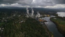 The Georgia Pacific Paper Mill in Camas, Washington Aerial Stock Photos | AX153_150.0000185F