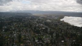Small town neighborhoods in Washougal, Washington Aerial Stock Photos | AX153_161.0000000F