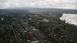 Small town neighborhoods in Washougal, Washington Aerial Stock Photos | AX153_161.0000216F