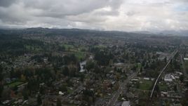 Neighborhoods in the small town of Washougal, Washington Aerial Stock Photos | AX153_162.0000217F