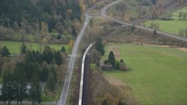 A train in Washougal, Washington Aerial Stock Photos | AX153_172.0000310F