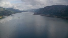 The river in Columbia River Gorge, Oregon Aerial Stock Photos | AX153_186.0000242F