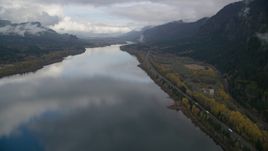 The Columbia River Gorge on the Multnomah County, Oregon side of the river Aerial Stock Photos | AX154_022.0000000F
