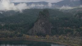 Beacon Rock in the Columbia River Gorge, Skamania County, Washington Aerial Stock Photos | AX154_027.0000278F