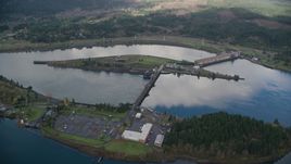 The Bonneville Dam in the Columbia River, Columbia River Gorge Aerial Stock Photos | AX154_036.0000274F