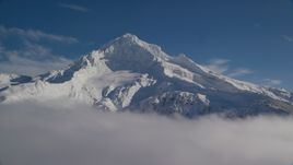 A view of snow-covered Mount Hood, Cascade Range, Oregon Aerial Stock Photos | AX154_078.0000000F