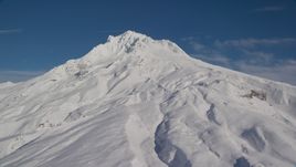 Mount Hood covered in snow, Cascade Range, Oregon Aerial Stock Photos | AX154_084.0000000F