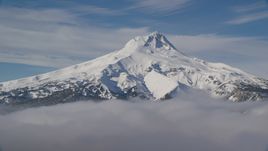 Low clouds and Mount Hood, Cascade Range, Oregon Aerial Stock Photos | AX154_110.0000000F