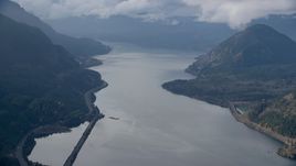 The Columbia River in Columbia River Gorge Aerial Stock Photos | AX154_155.0000222F