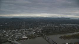 Warehouses and suburban neighborhoods in Southeast Portland, Oregon Aerial Stock Photos | AX155_093.0000000F