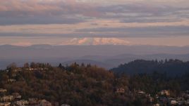 Mount Hood seen from hillside homes in Northwest Portland, Oregon Aerial Stock Photos | AX155_136.0000000F