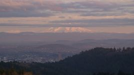 Mount Hood seen from hills in Northwest Portland, Oregon Aerial Stock Photos | AX155_137.0000233F