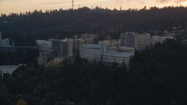 The Oregon Health and Science University in Portland, Oregon, sunset Aerial Stock Photos | AX155_167.0000267F