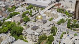 The Georgia State Capitol with golden dome in Downtown Atlanta, Georgia Aerial Stock Photos | AX36_036.0000232F
