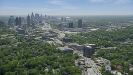Peachtree Road toward Midtown skyline; Atlanta, Georgia Aerial Stock Photos | AX36_084.0000062F