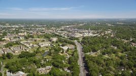 Residential area, skyline in the distance, West Atlanta, Georgia Aerial Stock Photos | AX37_007.0000303F