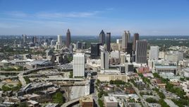 Midtown skyscrapers with Downtown Atlanta in the distance, Georgia Aerial Stock Photos | AX37_011.0000209F