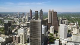 Downtown skyscrapers and office buildings under blue skies, Atlanta, Georgia Aerial Stock Photos | AX37_013.0000093F