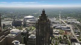 Top of SunTrust Plaza, Georgia Dome, Downtown Atlanta, Georgia Aerial Stock Photos | AX37_051.0000446F
