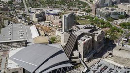 Philips Arena and CNN Center, Downtown Atlanta, Georgia Aerial Stock Photos | AX37_077.0000208F