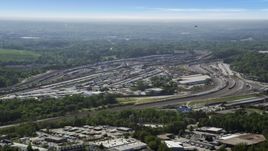 A train yard, hazy, Atlanta, Georgia Aerial Stock Photos | AX37_085.0000152F