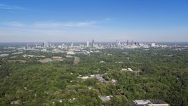 Midtown and Downtown from over forests, Atlanta, Georgia Aerial Stock Photos | AX38_003.0000095F