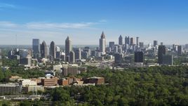 Midtown Atlanta skyline, hazy, Buckhead, Georgia Aerial Stock Photos | AX38_030.0000205F