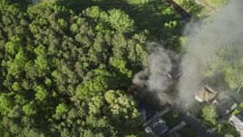 Smoke rising from a burning home, West Atlanta, Georgia Aerial Stock Photos | AX38_037.0000175F