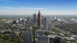 Bank of America Plaza towering over city buildings, Midtown Atlanta, Georgia  Aerial Stock Photos | AX38_069.0000036F