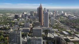 Bank of America Plaza, AT&T Midtown Center towering over citiy buildings, Midtown Atlanta Aerial Stock Photos | AX38_069.0000152F