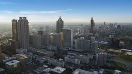 Skyscrapers and office buildings, hazy; Downtown Atlanta, Georgia Aerial Stock Photos | AX39_017.0000115F