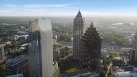 Promenade II, skyscrapers, Midtown Atlanta, sunset Aerial Stock Photos | AX39_025.0000234F