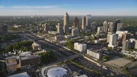 I-85 and Midtown Atlanta skyscrapers in Georgia Aerial Stock Photos | AX39_030.0000011F