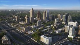 The skyscrapers of Midtown Atlanta, Georgia and the Interstate 85 freeway Aerial Stock Photos | AX39_030.0000192F