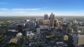 Downtown Atlanta skyscrapers seen from Midtown, Atlanta, Georgia, sunset Aerial Stock Photos | AX39_036.0000295F