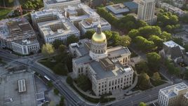 Georgia State Capitol and its gold dome, Downtown Atlanta, sunset Aerial Stock Photos | AX39_040.0000072F