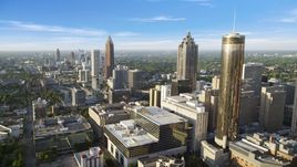 Westin Peachtree Plaza Hotel and SunTrust Plaza among high-rises, Downtown Atlanta Aerial Stock Photos | AX39_047.0000126F