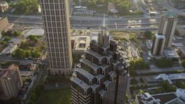 Close up of the top of Promenade II, Midtown Atlanta, Georgia Aerial Stock Photos | AX39_054.0000211F