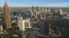 Downtown Connector toward Downtown skyscrapers, Atlanta Aerial Stock Photos | AX39_063.0000222F