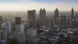 Downtown Atlanta skyscrapers, Georgia, sunset Aerial Stock Photos | AX39_066.0000162F