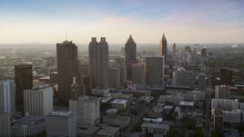 Downtown Atlanta skyscrapers and high-rises, Georgia, sunset Aerial Stock Photos | AX39_067.0000014F