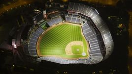 Empty Turner Field baseball stadium at night, Atlanta, Georgia Aerial Stock Photos | AX41_004.0000298F