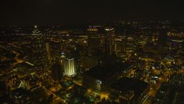 A wide view of the city's skyscrapers in Downtown Atlanta, Georgia, night Aerial Stock Photos | AX41_076.0000037F