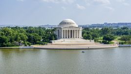 The Jefferson Memorial in Washington DC Aerial Stock Photos | AXP075_000_0008F