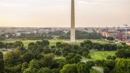 The White House and Washington Monument, Washington D.C., sunset Aerial Stock Photos | AXP076_000_0007F